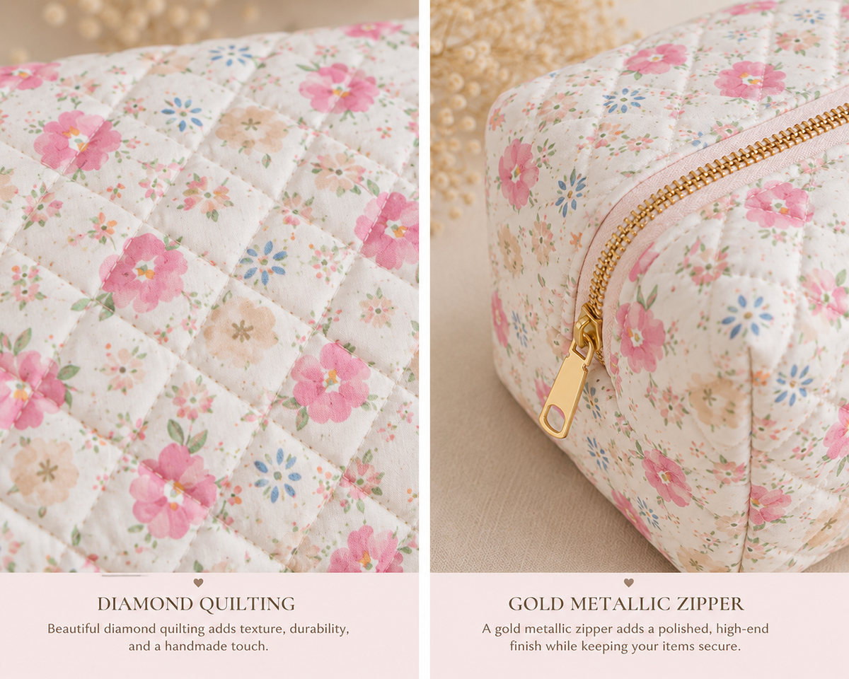Large Quilted Zipper Pouch